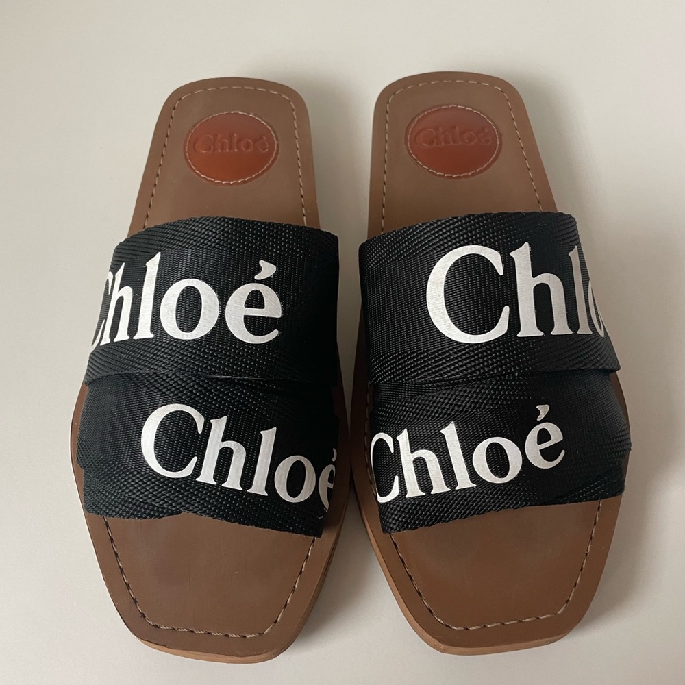 Chloe Woody Flat Mule in Black
